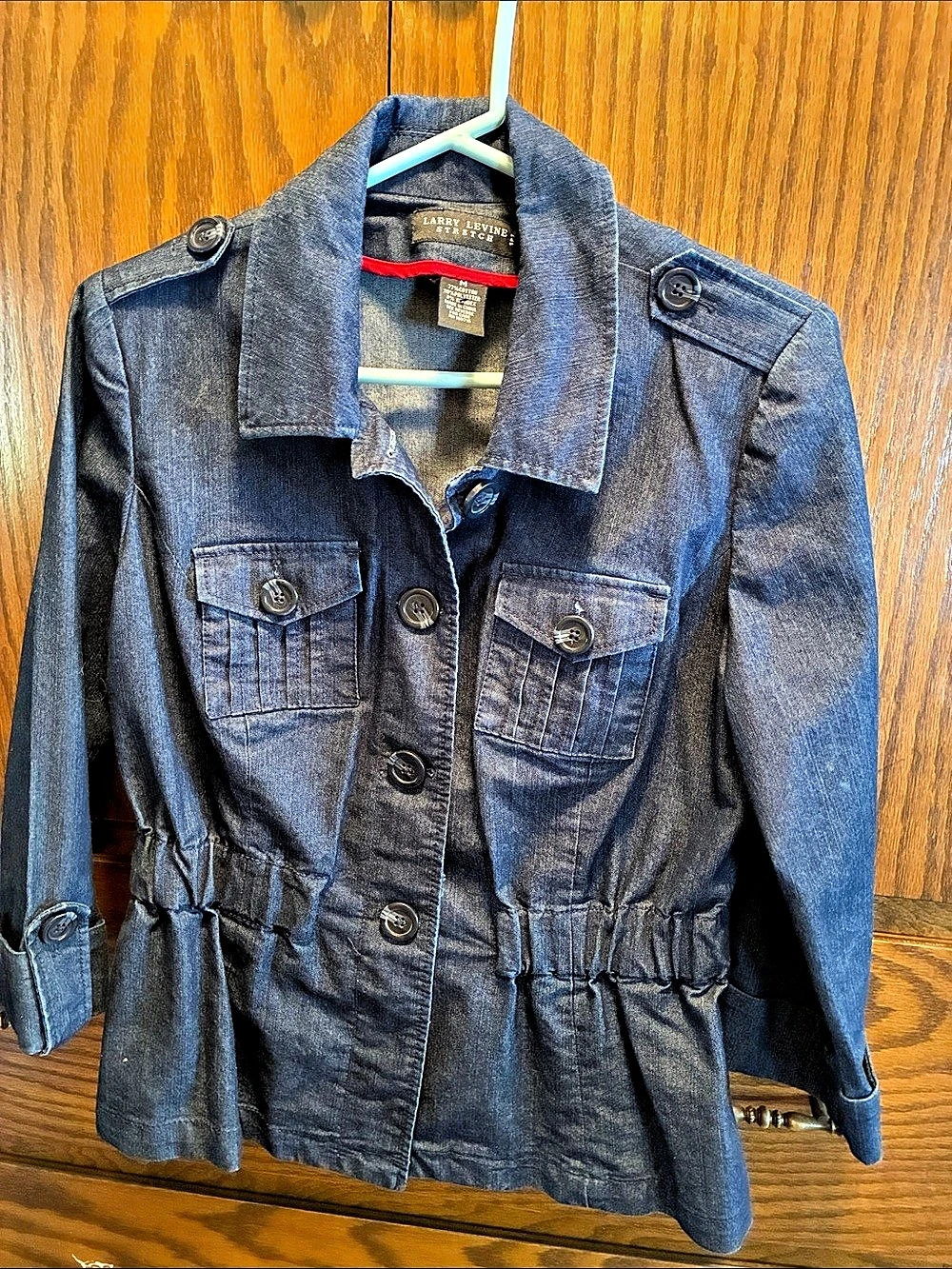 Larry Levine Denim-Style Jacket in Blue Size Medium Like New
